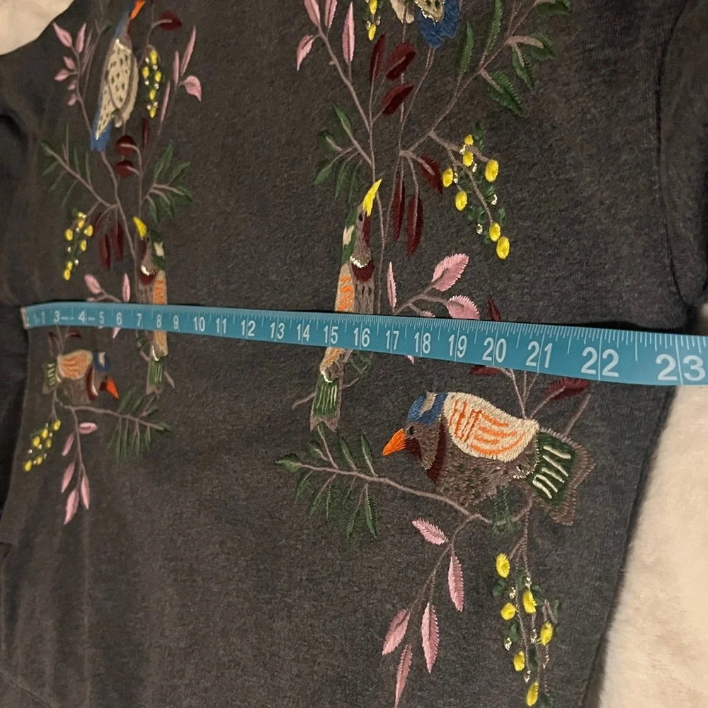 Boden Bird Embroidered Gray Sweater Small - Picture 11 of 16